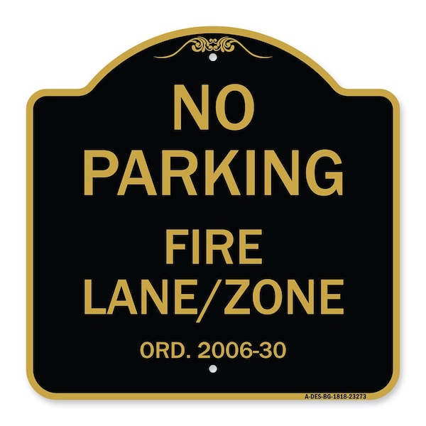 Signmission Princeton New Jersey No Parking Fire Lane Zone, Black & Gold Aluminum Sign, 18" x 18", BG-1818-23273 A-DES-BG-1818-23273 - main
